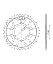 Supersprox 525 LK 100.0mm Ø 80mm 39T 6-hole steel sprocket black