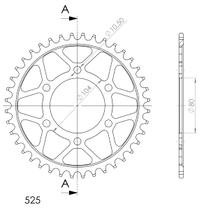 Roda Dentada Supersprox 525 passo 104,0mm Ø 80mm 40 Dentes 6 Furos Aço preto
