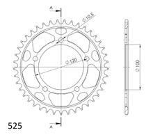 Kettingtandwiel Supersprox 525 LK 120,0mm Ø 100mm 40 tanden 5-gats staal zwart