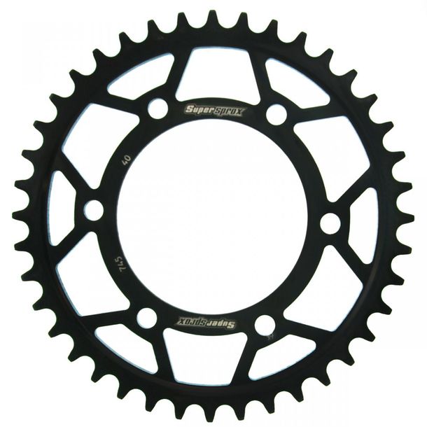 Pignon acier 6 trous Supersprox 525 LK 124,0mm Ø 100mm 40Z noir