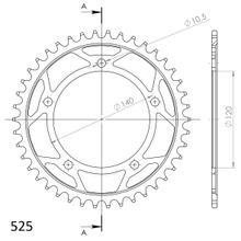 Pignon acier 5 trous Supersprox 525 LK 140.0mm Ø 120mm 42T noir