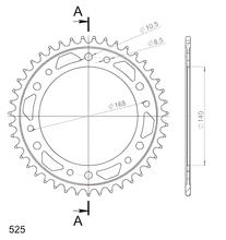 Ruota a catena Supersprox 525 LK 168,0 mm diametro 140 mm 43T in acciaio a 6 fori nera