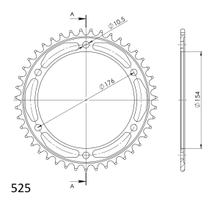 Supersprox 525 LK 176.0 mm diameter 154 mm 44T 6-hole steel chain wheel black
