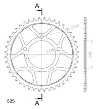 Kolo řetězu Supersprox 525 LK 110,0mm Ø 87mm 44Z 5-děrové ocel černá