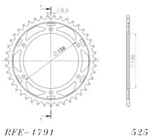 Supersprox 525 LK 156.0 mm diameter 136 mm 44T 6-hole steel chain wheel black