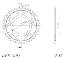 Supersprox 525 LK 124,0mm Ø 101mm 44T Pignone in acciaio a 5 fori nero