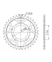 Rozetka Supersprox 525 děrování 100,0mm průměr 76mm 44 zubů 5 děr ocel černá
