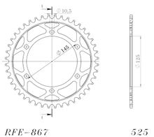 Ruota a catena in acciaio Supersprox 525 LK 145,0 mm diametro 125 mm 45T a 6 fori nera