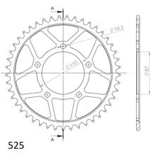 Kettingwiel Supersprox 525 LK 110,0mm Ø 87mm 45T 5-gaats staal zwart
