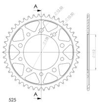 Cadena de acero Supersprox 525 LK 138,0 mm de diámetro 112 mm 46T con 5 orificios, color negro