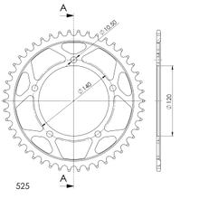 Supersprox 525 LK 140,0 mm Ø 120 mm 46T pignone in acciaio a 5 fori nero