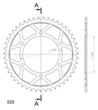 Supersprox 525 LK 140,0 mm Ø 120 mm 47T pignone in acciaio a 6 fori nero