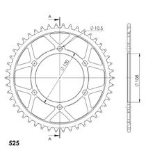 Supersprox 525 LK 130,0 mm Ø 108 mm 48T Piñón de acero con 6 orificios negro