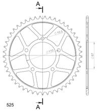 Piñón de acero con 5 orificios Supersprox 525 LK 110,0 mm Ø 87 mm 49Z negro