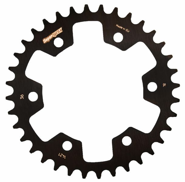 Pignone in acciaio a 6 fori Supersprox 530 LK 130,0 mm Ø 110 mm 36T nero