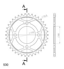 Rozetka Supersprox 530 s roztečí 110,0mm průměr 80mm 38 zubů 4-děrová ocel černá