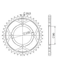 Kettingtandwiel Supersprox 530 LK 110,0mm Ø 90mm 38 tanden 4-gaats staal zwart