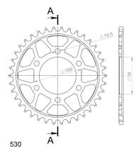 Pignone in acciaio Supersprox 530 LK 100,0 mm Ø 76 mm 38T a 6 fori nero