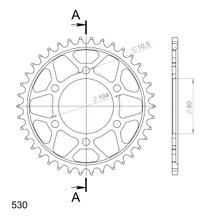 Pastorek řetězový Supersprox 530 rozteč 104,0mm průměr 80mm 38 zubů 6 děr ocel černá
