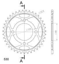 Kettingtandwiel Supersprox 530 LK 110,0mm Ø 80mm 39 tanden 4-gaats staal zwart