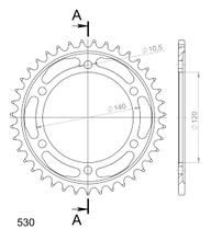 Kettingsprocket Supersprox 530 LK 140,0mm Ø 120mm 39T 6-gats staal zwart