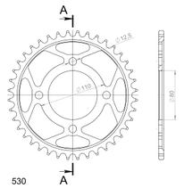 Supersprox 530 LK 110,0 mm Ø 80 mm 40Z pignone in acciaio a 4 fori nero