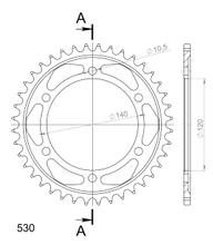 Supersprox 530 LK 140,0 mm Ø 120 mm 40Z pignone in acciaio a 6 fori nero