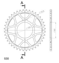Supersprox 530 LK 104,0mm Ø 80mm 40Z pignone in acciaio a 6 fori nero