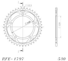 Supersprox 530 LK 140,0 mm Ø 120 mm 41T Pignone in acciaio a 5 fori nero