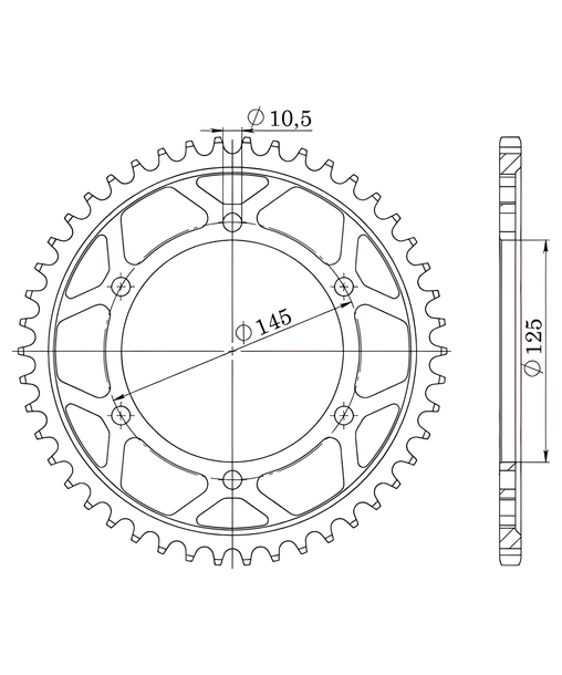Supersprox 530 LK 145.0 mm diameter 125 mm 43T 6-hole steel chain wheel black
