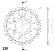 Supersprox 530 LK 104,0mm Ø 80mm 43T pignone in acciaio a 6 fori nero