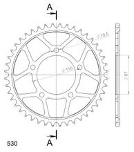 Pignon en acier à 5 trous Supersprox 530 LK 110,0 mm Ø 87 mm 44T noir