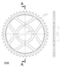 Kettingwiel Supersprox 530 LK 92,0mm Ø 70mm 44T 4-gats staal zwart