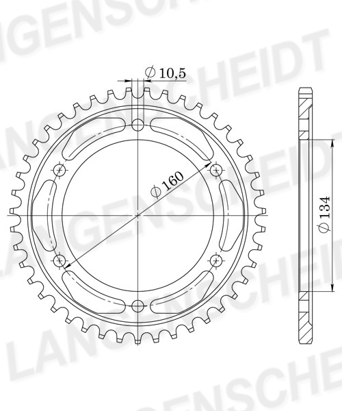 Supersprox 530 LK 160.0mm Ø 134mm 45Z 6-hole steel sprocket black