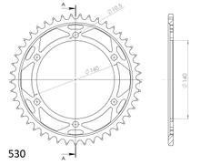 Kettingtandwiel Supersprox 530 Steekmaat 160,0mm Ø 140mm 45 Tanden 6-Gats Staal zwart
