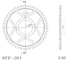 Kettingtandwiel Supersprox 530 Steekmaat 110,0mm Diameter 80mm 46 Tanden 4-Gats Staal zwart