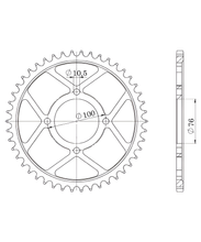 Kettingtandwiel Supersprox 530 LK 100,0mm Ø 76mm 46 tanden 4-gaats staal zwart