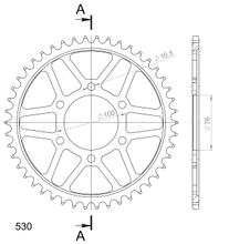 Kettingspoel Supersprox 530 LK 100,0mm Ø 76mm 46T 6-gats staal zwart
