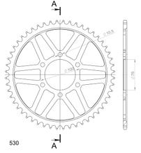 Kettingtandwiel Supersprox 530 steek 100,0mm diameter 76mm 52 tanden 6-gaats staal zwart