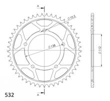 Chaîne en acier à 5 trous Supersprox 532 LK 138,0 mm de diamètre 112 mm 48T, noire