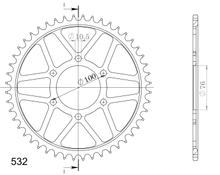 Pignon acier à 6 trous Supersprox 532 LK 100,0 mm Ø 76 mm 48T noir