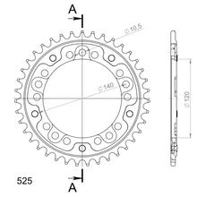 Chaîne Supersprox Stealth LK 140,0 mm Ø 120 mm 39T à 5 trous en aluminium/acier doré