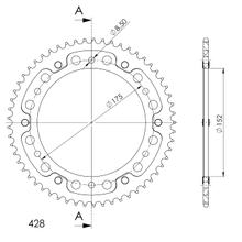 Supersprox Stealth LK 175,0 mm diamètre 152 mm 57Z 6 trous aluminium/acier doré