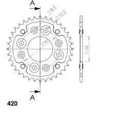 Pignon Supersprox Stealth 420 LK 90,0 mm Ø 58 mm 36T 4 trous en aluminium/acier doré