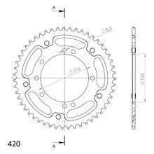 Kettenrad Supersprox Stealth 420 LK 116,0mm Ø 100mm 51Z 8-Loch Aluminium / Stahl schwarz