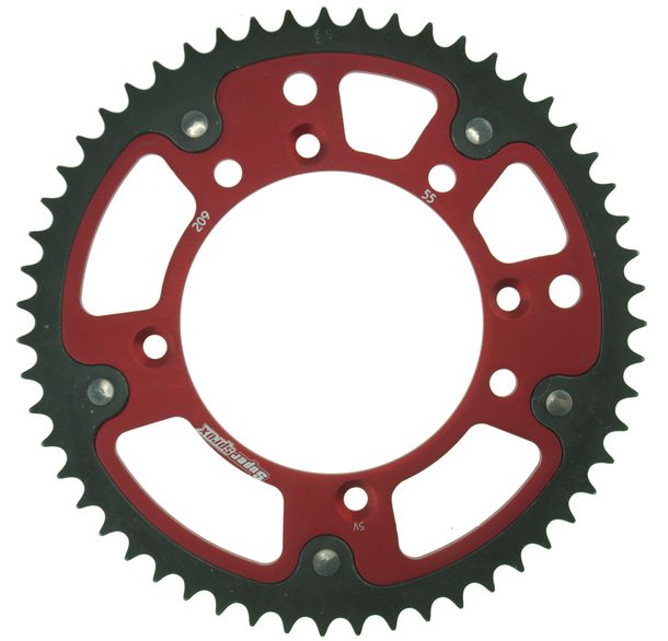 Kettenrad Supersprox Stealth 420 LK 130,0mm Ø 110mm 55Z 4-Loch Aluminium / Stahl rot