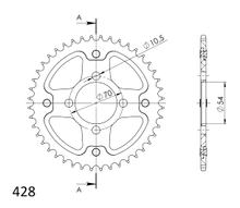 Piñón dorado Supersprox Stealth 428 LK 70,0 mm Ø 54 mm 42T de 4 orificios