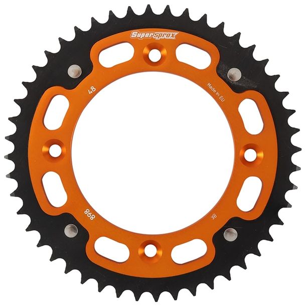 Kettenrad Supersprox Stealth 428 LK 132,0mm Ø 110mm 48Z 4-Loch Aluminium / Stahl orange