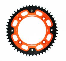 Koło zębate łańcuchowe Supersprox Stealth 428, rozstaw śrub 132,0mm, średnica zewnętrzna 110mm, 49 zębów, 4 otwory, aluminium / stal, pomarańczowe