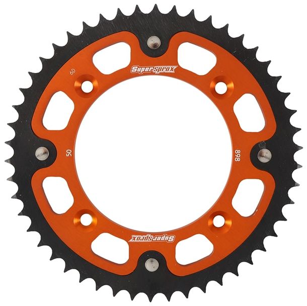 Kettenrad Supersprox Stealth 428 LK 132,0mm Ø 110mm 50Z 4-Loch Aluminium / Stahl orange